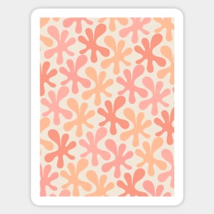 Peach Pink Amoeba Dance Whimsical Pastel Abstract Pattern Sticker